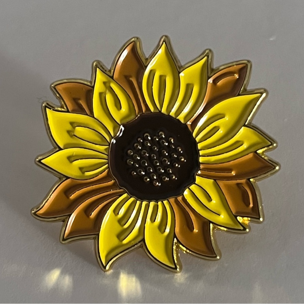 Enamel Sunflower Brooch